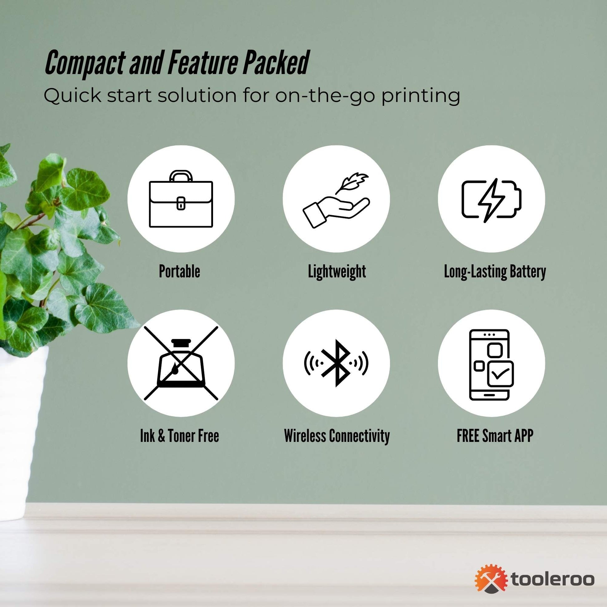 Tooleroo Portable A4 Thermal Printer Black + Paper Kit - Wireless and Inkless-4