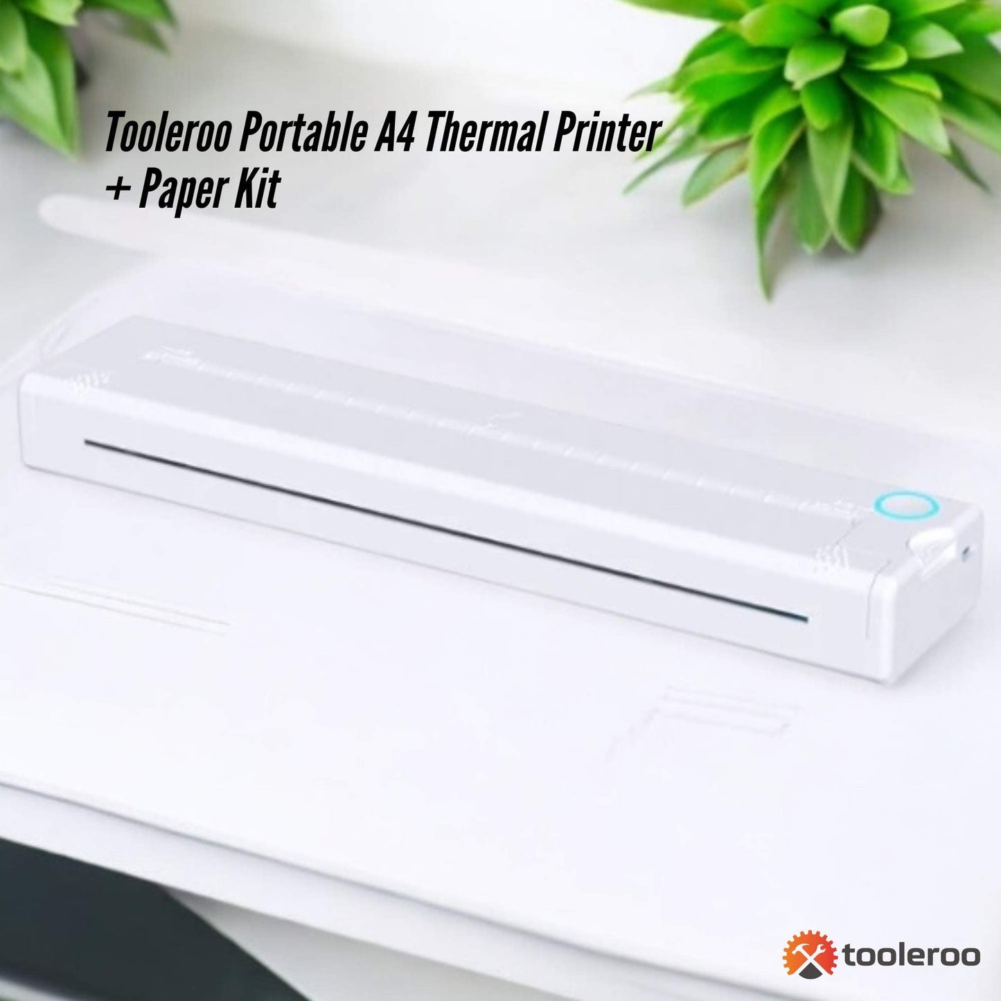 Tooleroo Portable A4 Thermal Printer White + Paper Kit - Wireless and Inkless-1