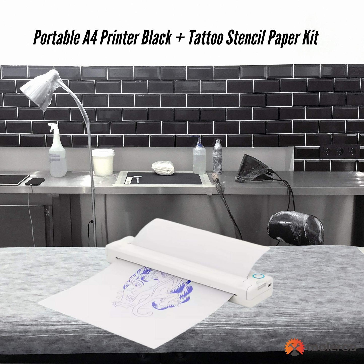 Tooleroo Portable A4 Thermal Printer White + Tattoo Stencil Paper Kit - Wireless-1