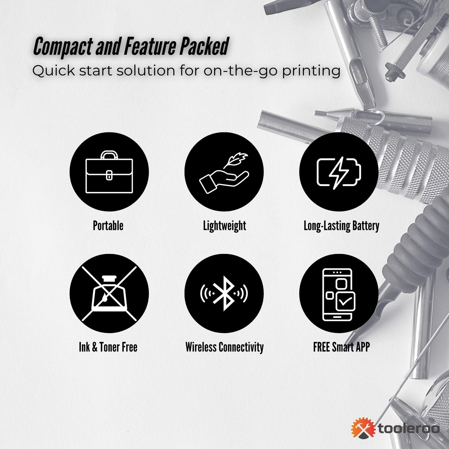 Tooleroo Portable A4 Thermal Printer White + Tattoo Stencil Paper Kit - Wireless-4