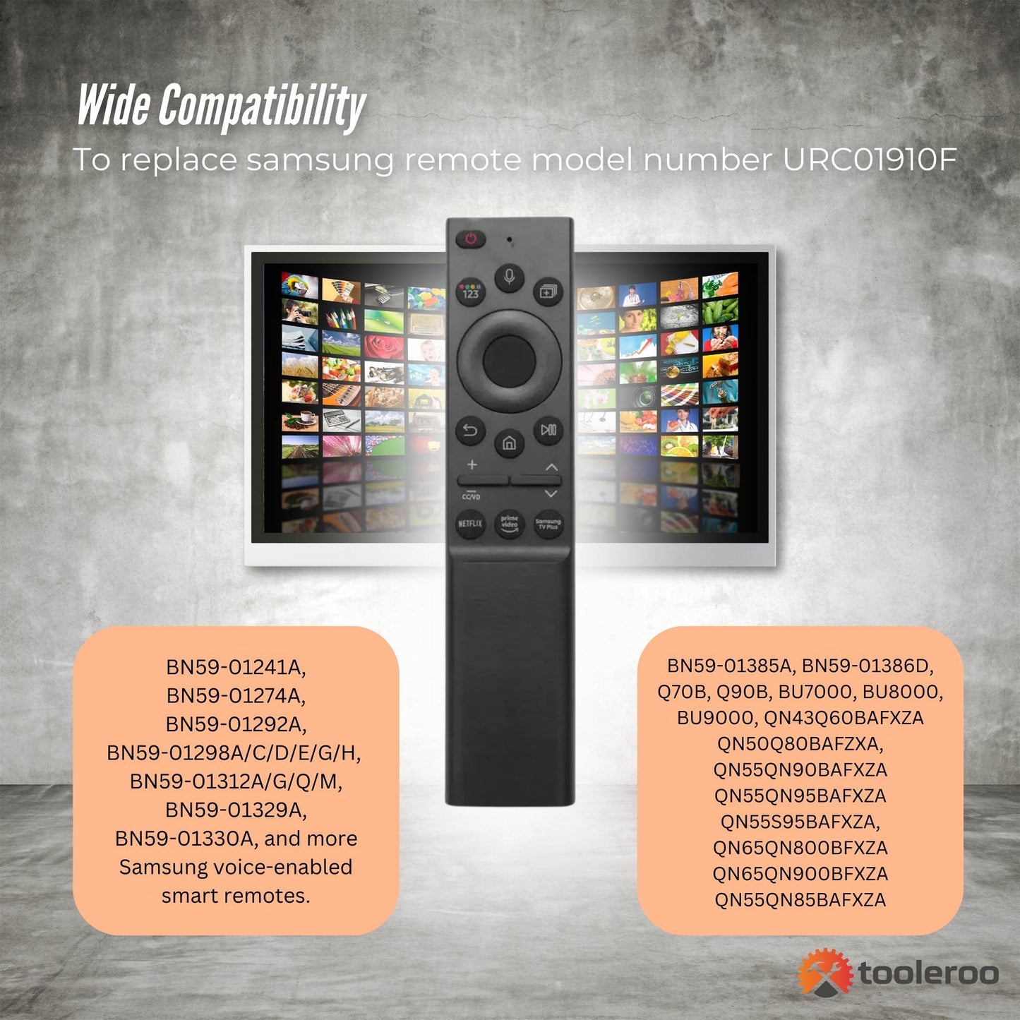 Tooleroo Smart TV Remote Control - Replacement For Samsung Voice BN59-01357F-3