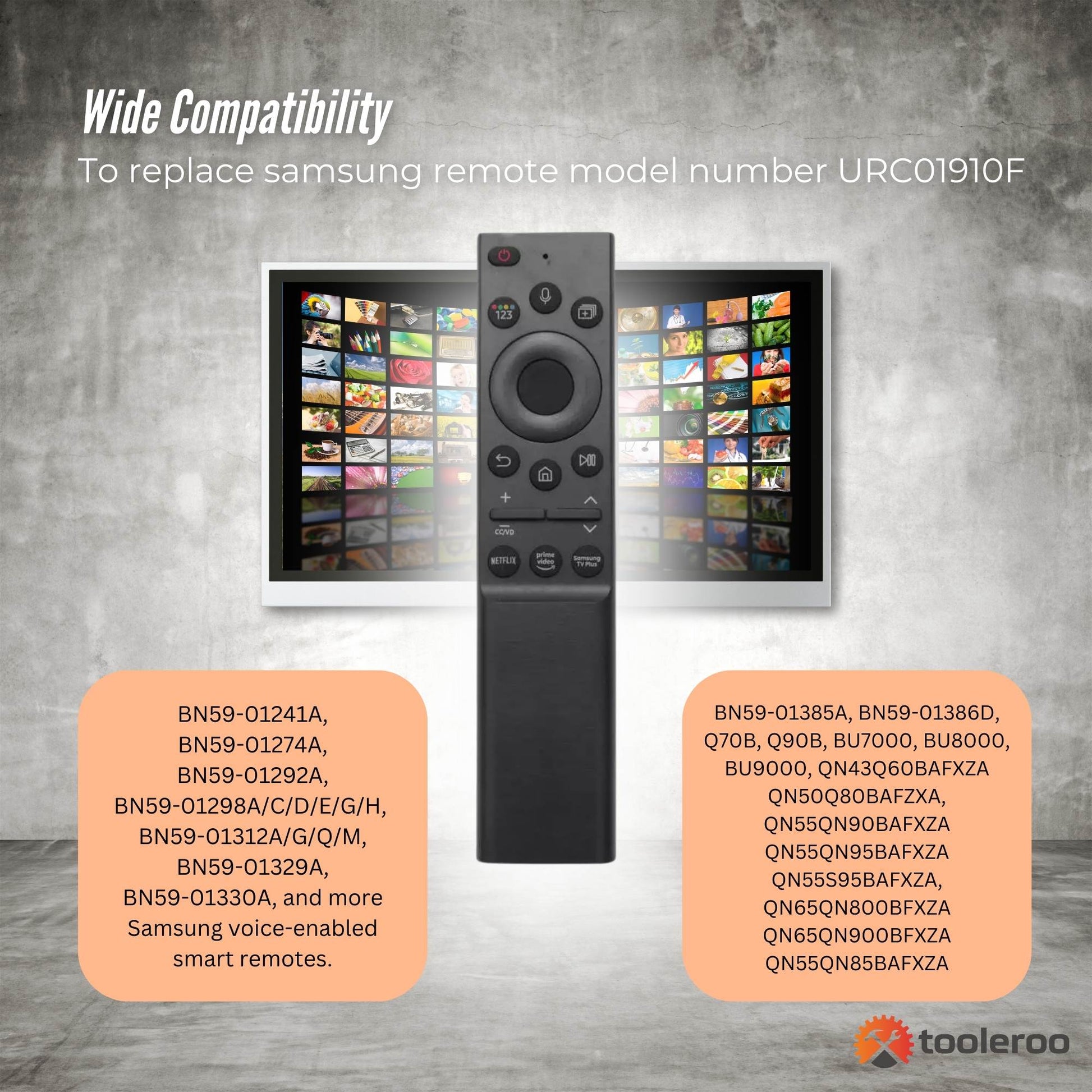 Tooleroo Smart TV Remote Control - Replacement For Samsung Voice BN59-01357F-3