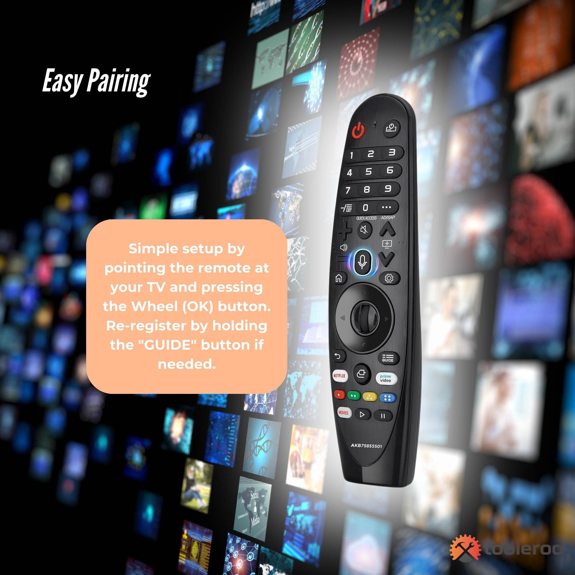 Tooleroo Smart TV Remote Control Replacement for LG Voice Magic 20GA 19BA 18BA-4