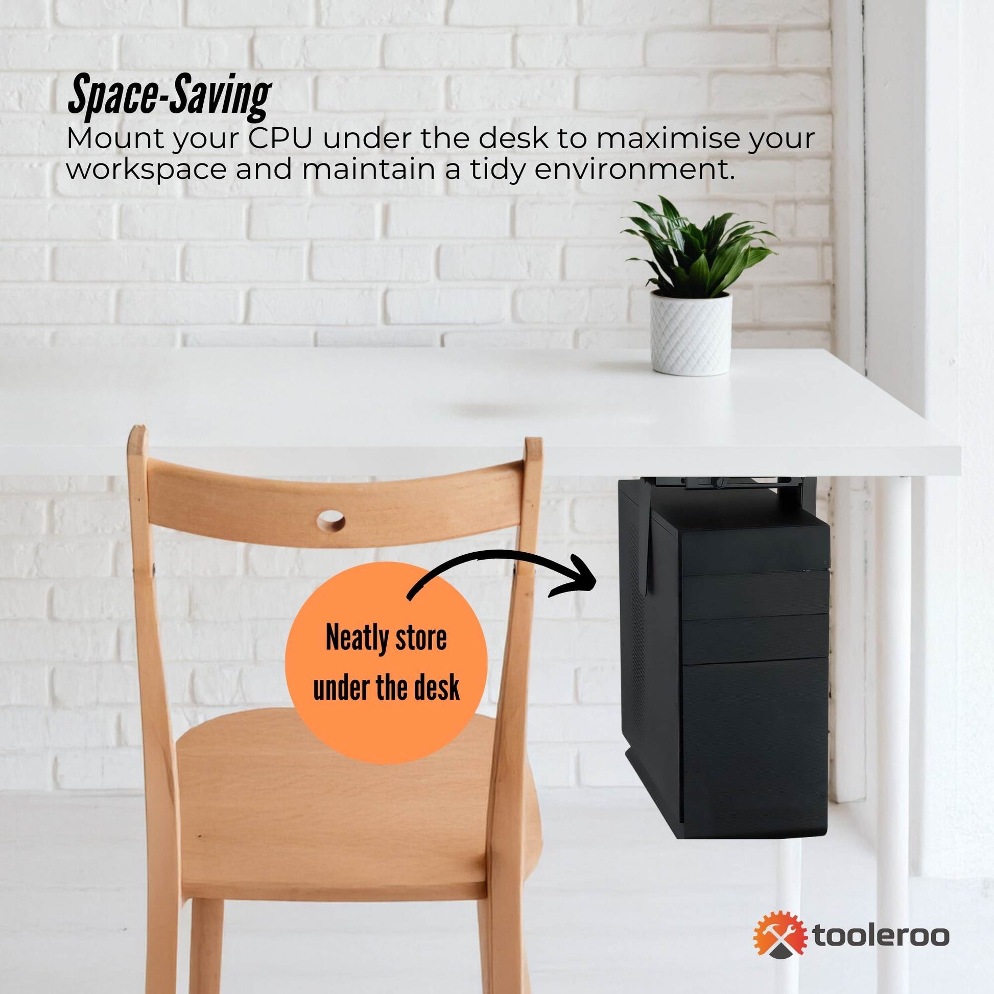 Tooleroo Under Desk CPU Holder PC Mount - Adjustable 360 Degree Rotation Rack-2