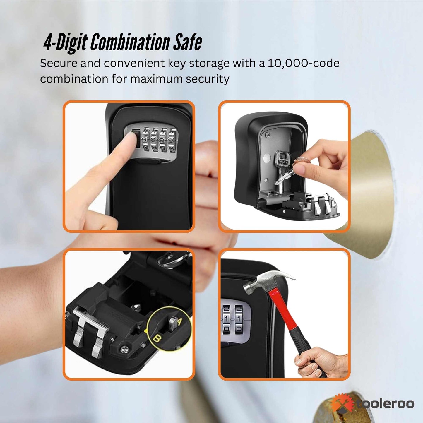 Tooleroo Wall Mount Key Lock Box – 4-Digit Safe Weatherproof Secure Storage-3