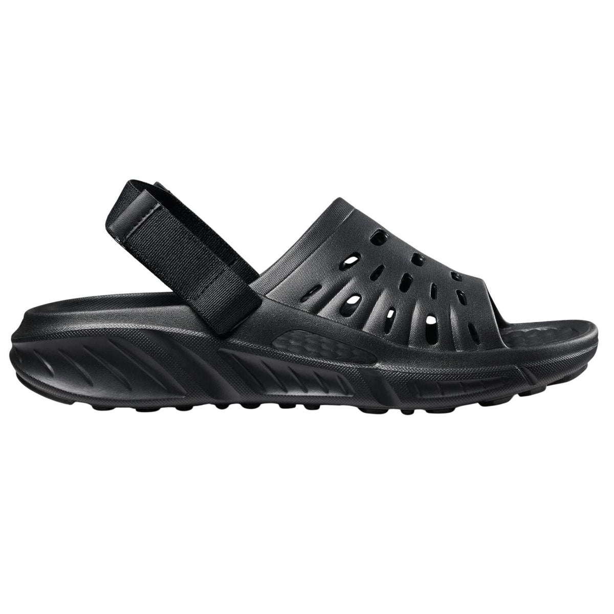 Joybees Adults Trekking Slide Lightweight Adjustable Strap Waterproof Comfort Sandal in Solid Coal