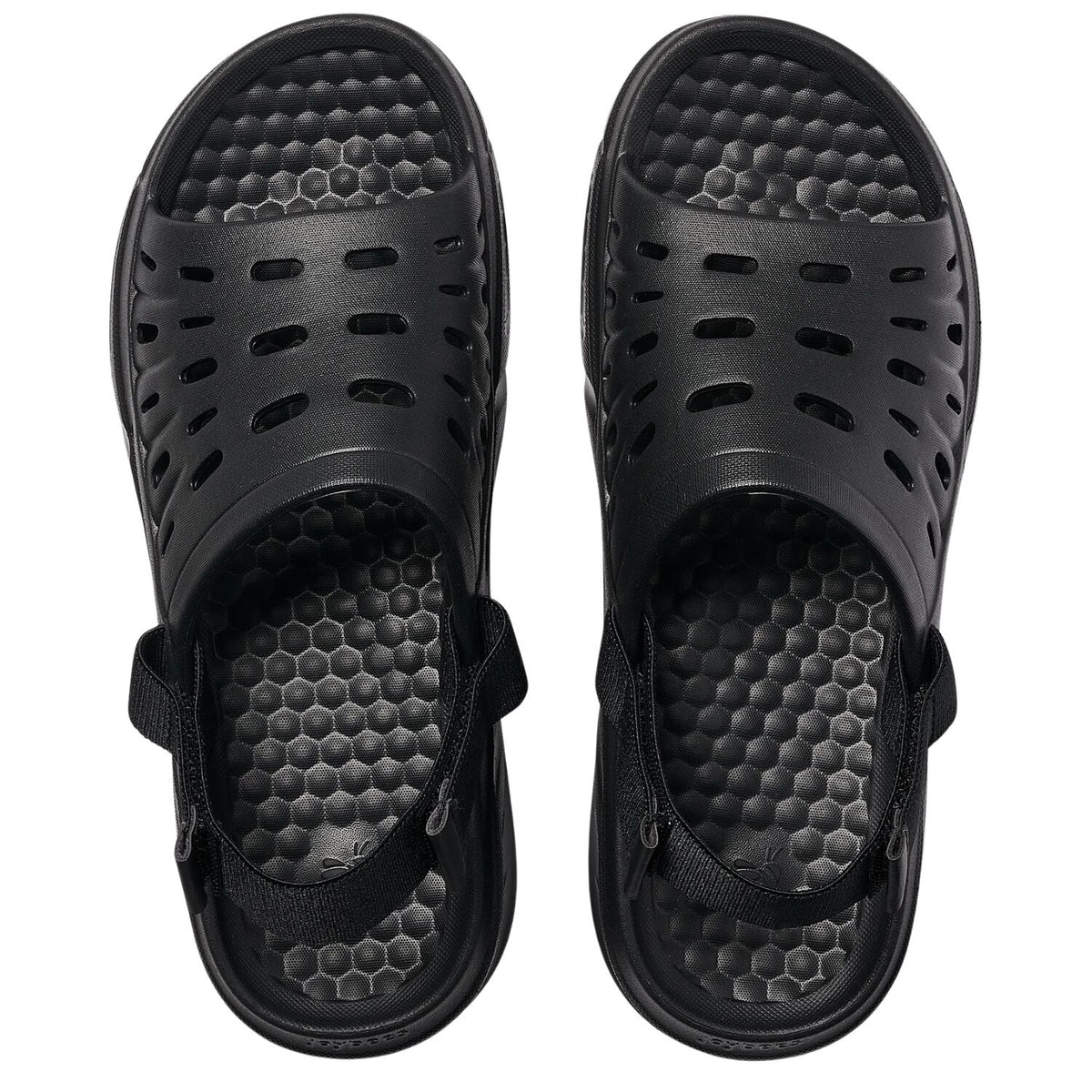 Joybees Adults Trekking Slide Lightweight Adjustable Strap Waterproof Comfort Sandal in Solid Coal