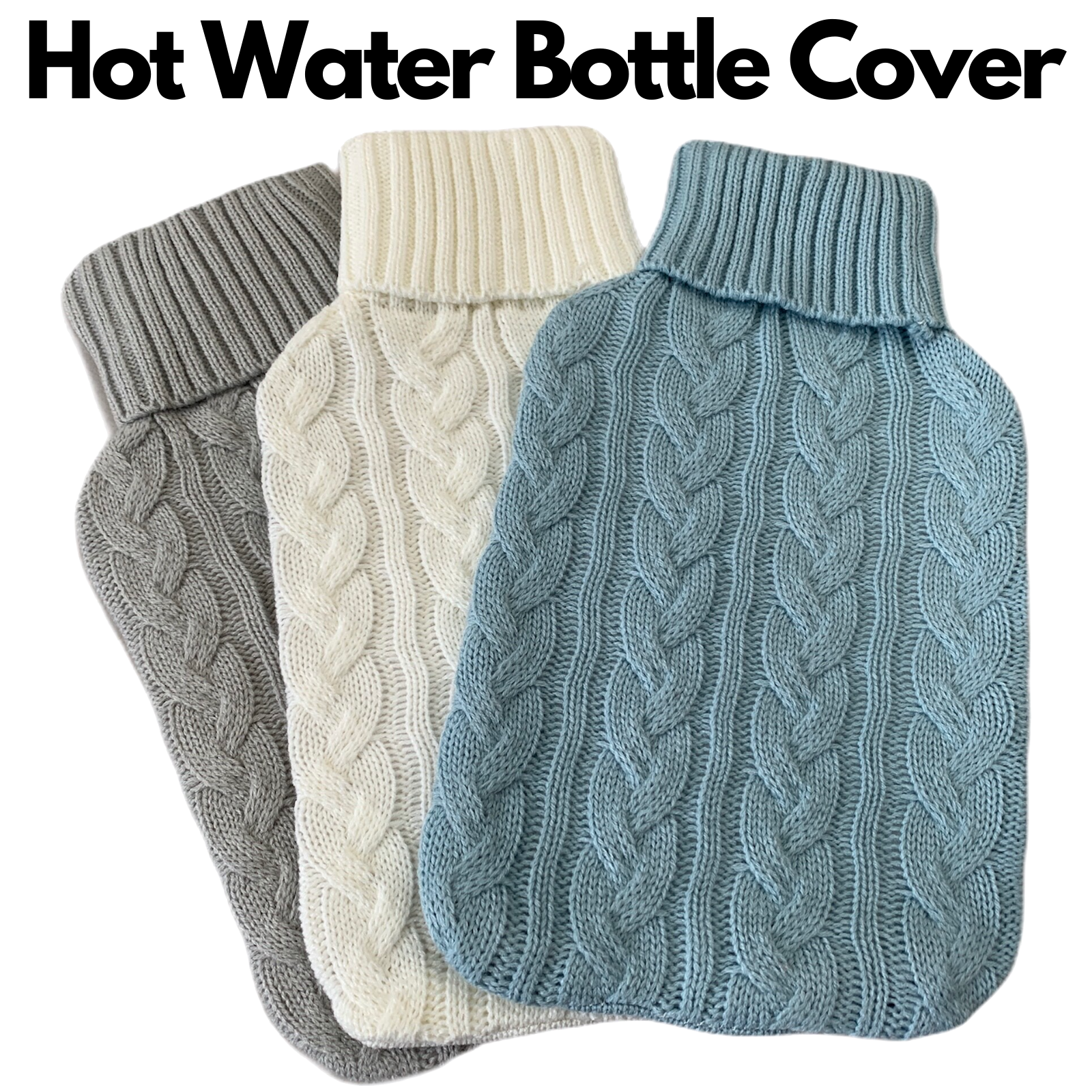 HOT WATER BOTTLE KNITTED COVER ONLY Winter Warm Soft Bag Relaxing Warm - Assorted-1