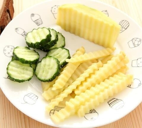 JELLY KNIFE Stainless Steel Blade Potato Vegetable Crinkle Wavy Cutter Slicer-3