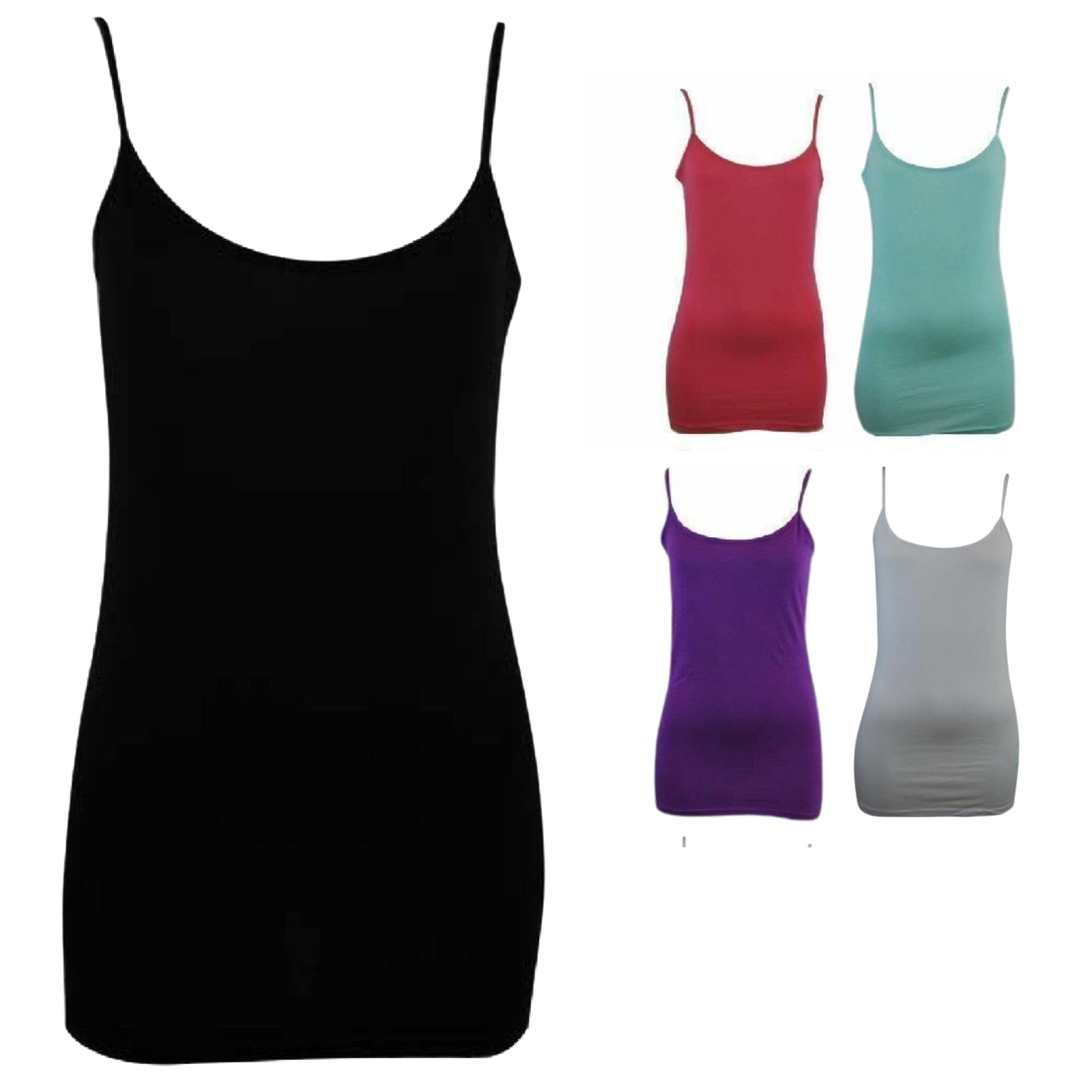CAMISOLE TOP Long Cami Top Womens Singlet Summer Casual Wear Basic Tank Shirt-0