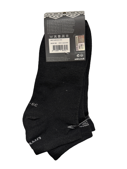 Umbro Mens Trainer Ankle Socks - Black - 1 Pack of 3 Pairs-3