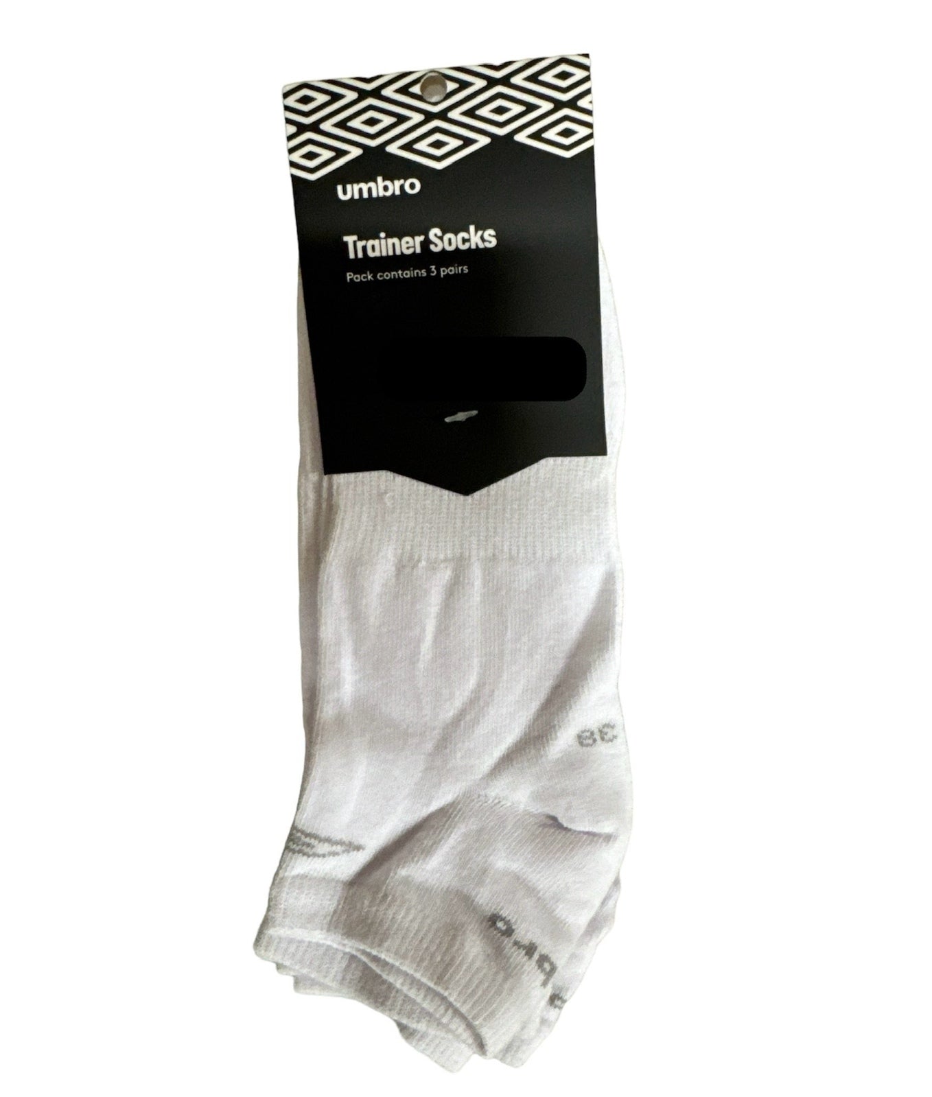 Umbro Mens Trainer Ankle Socks - White - 1 Pack of 3 Pairs-2