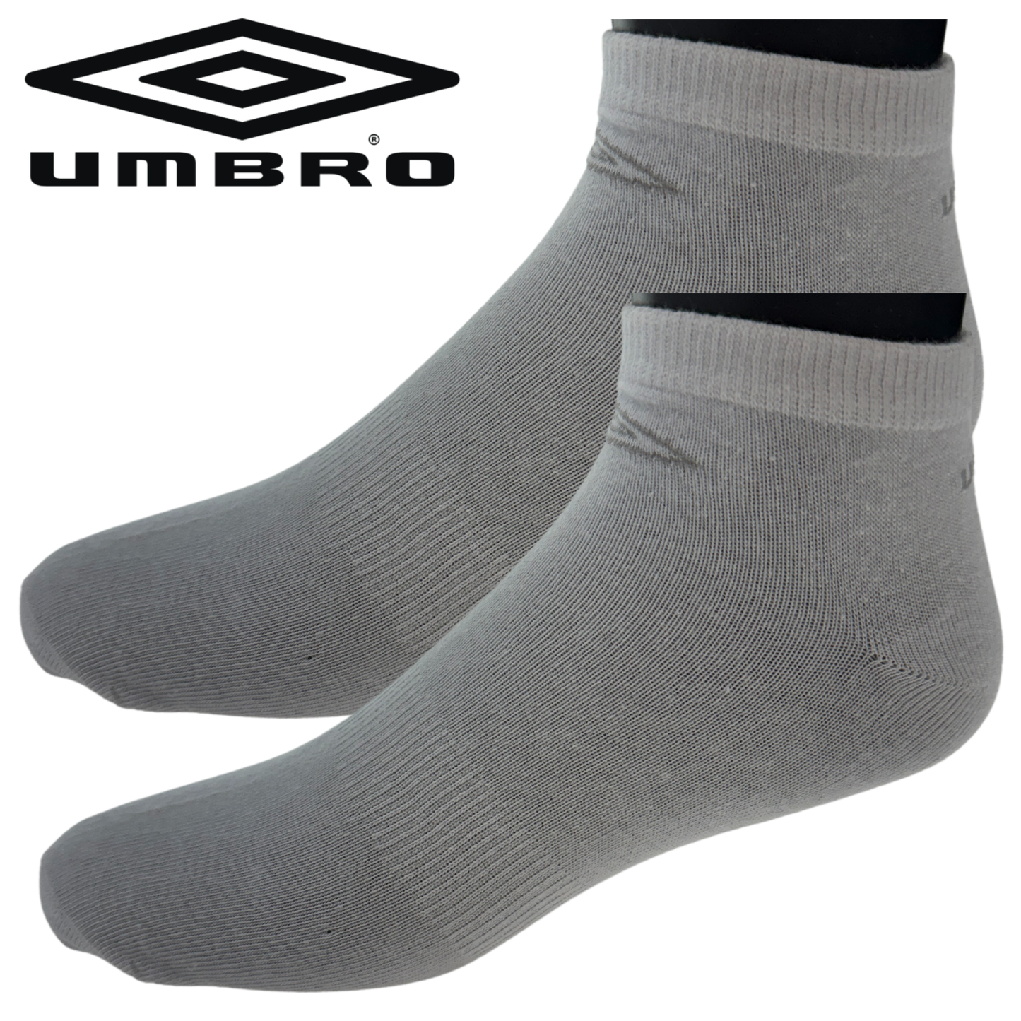 Umbro Mens Trainer Ankle Socks - White - 1 Pack of 3 Pairs-1