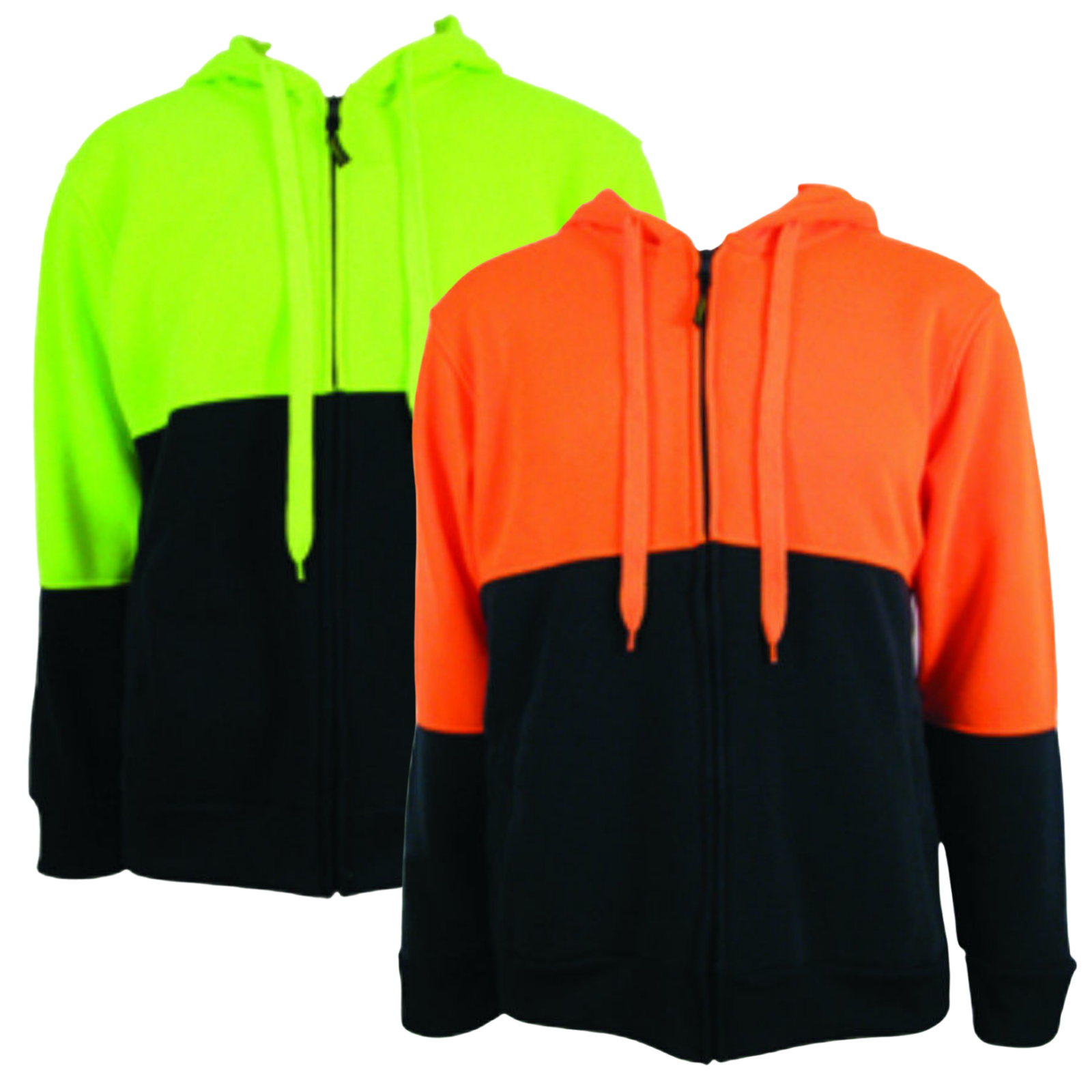 HI VIS Jumper Full Zip Hoodie Safety Workwear Fleecy Fleece Jacket Hooded-0