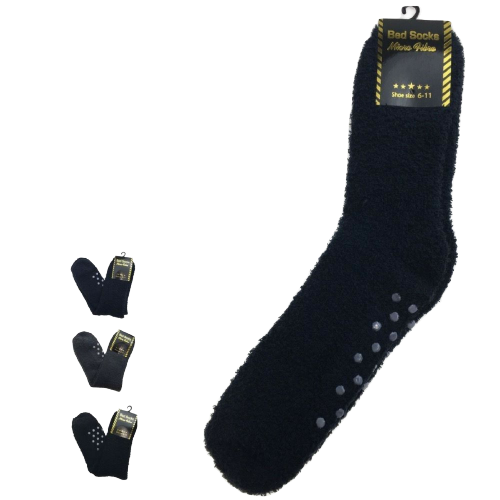6 Pairs Mens Thick Non-Slip Bed Socks Bulk Pack - Plain Warm Winter Thermal Socks-0