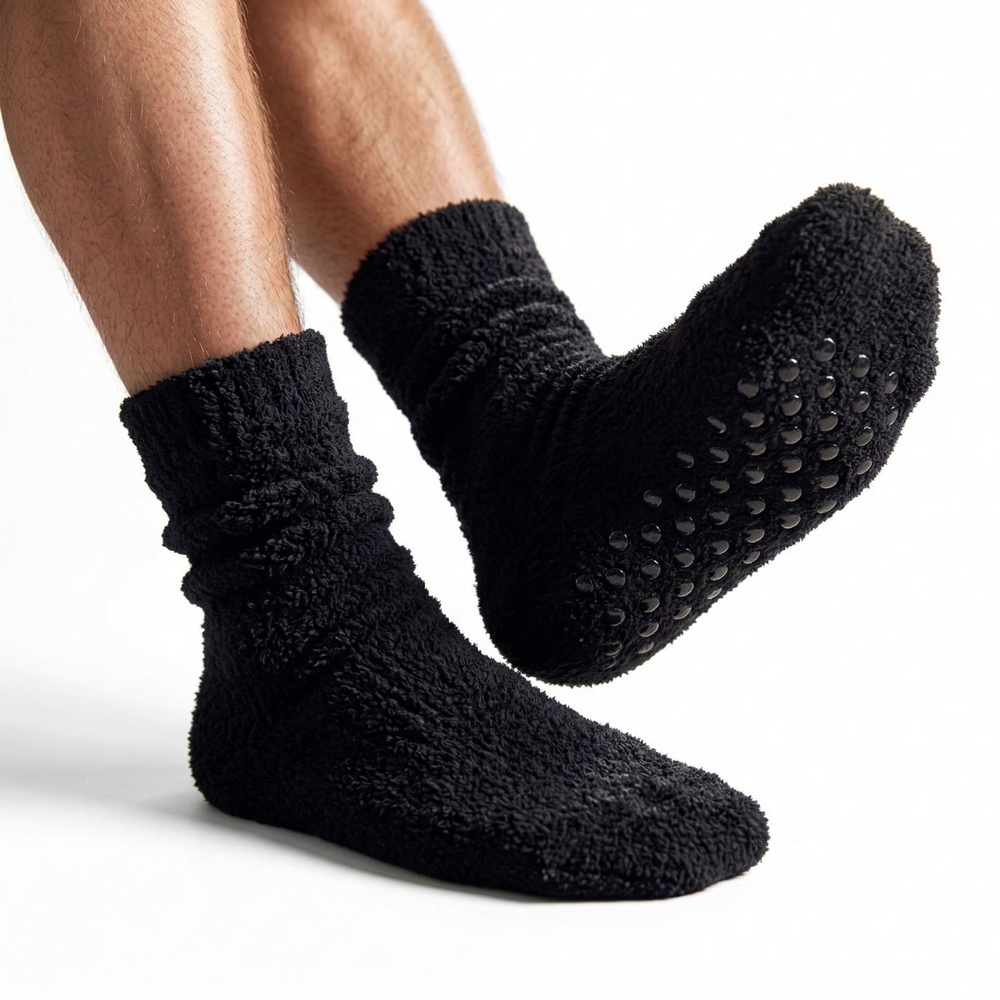6 Pairs Mens Thick Non-Slip Bed Socks Bulk Pack - Plain Warm Winter Thermal Socks-2