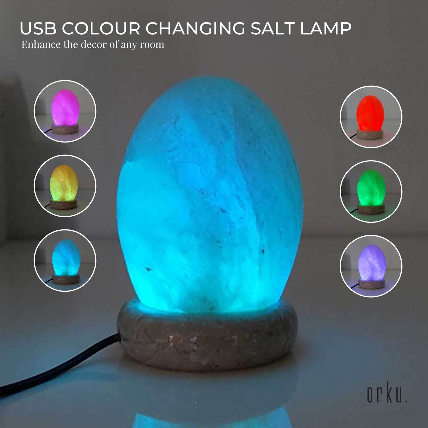 USB Colour Changing Egg Shape Himalayan Pink Salt Lamp Color Change LED Light-2