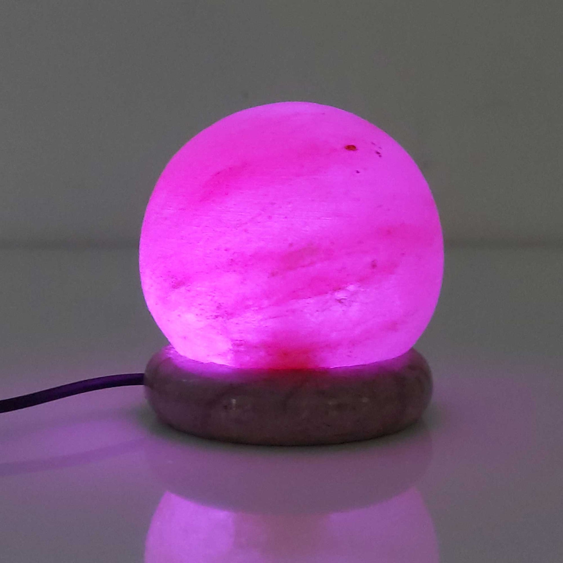 USB Colour Changing Salt Himalayan Lamp - Ball Sphere Shape Pink Rock LED Light-3