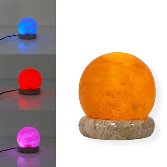 USB Colour Changing Salt Himalayan Lamp - Ball Sphere Shape Pink Rock LED Light-0