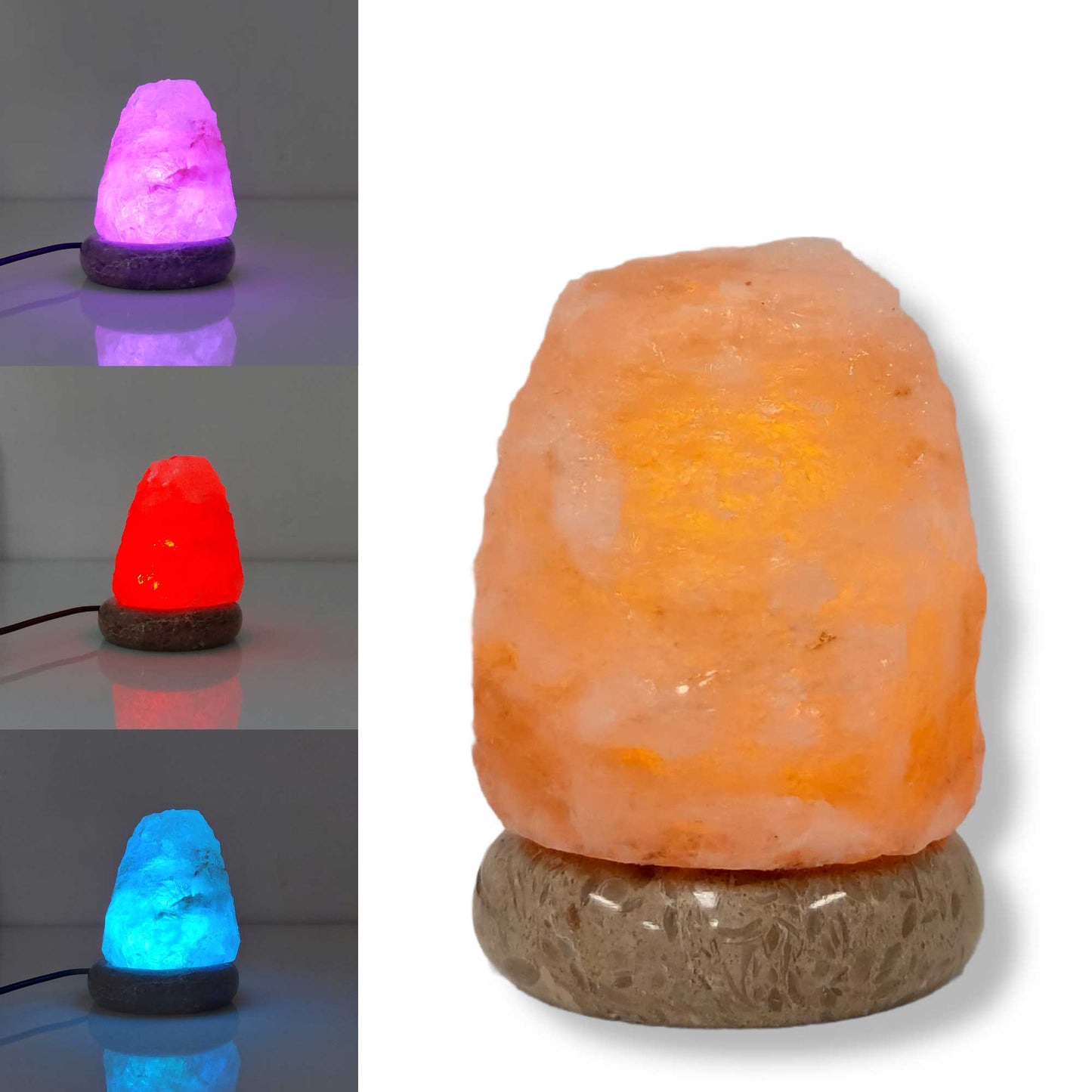 USB Colour Changing Salt Himalayan Lamp - Carved Shape Pink Rock LED Light-5