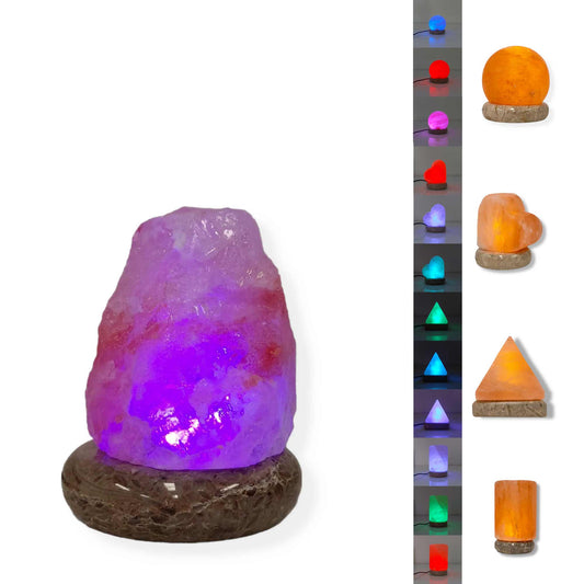 USB Colour Changing Salt Himalayan Lamp - Carved Shape Pink Rock LED Light-0