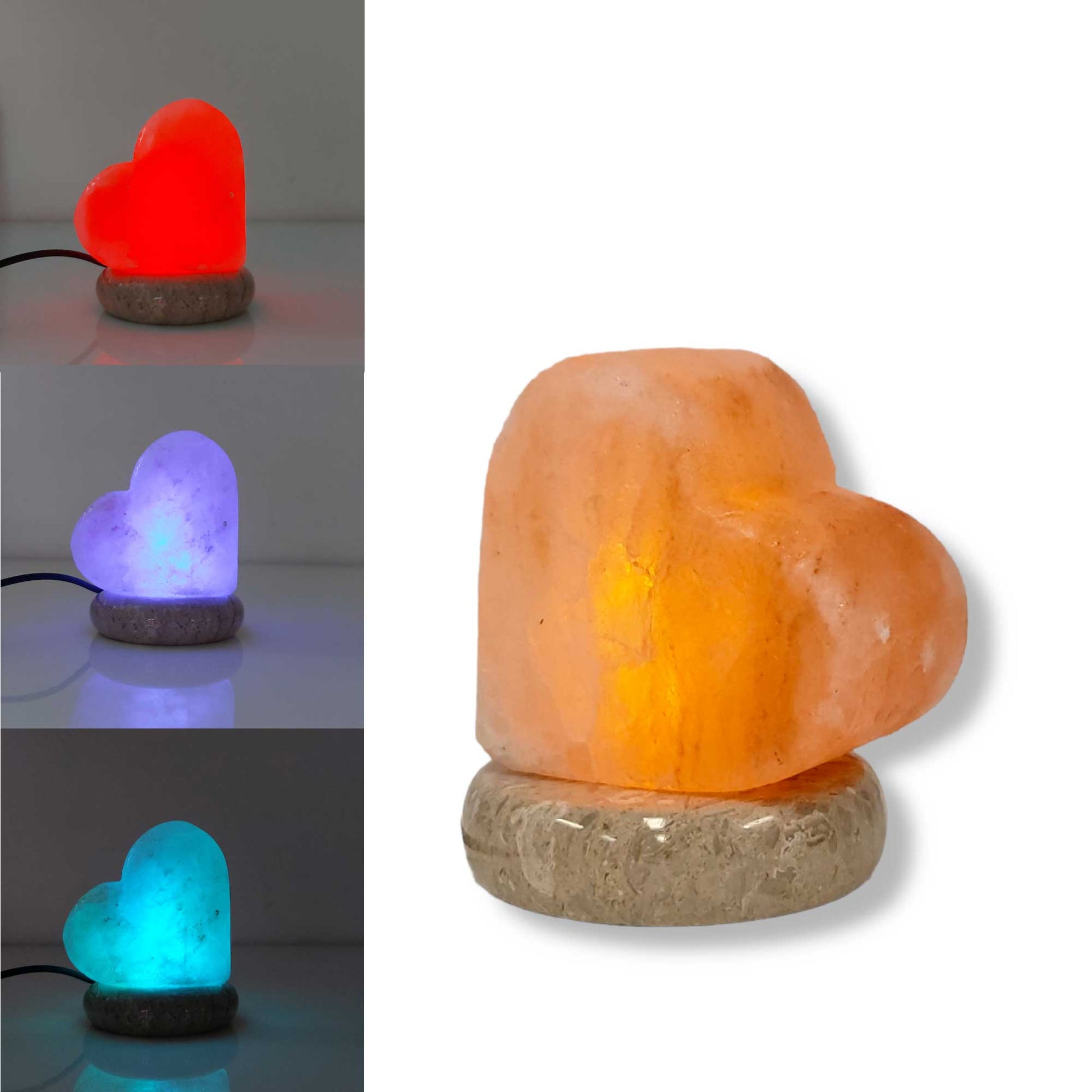 USB Colour Changing Salt Himalayan Lamp - Heart Love Shape Pink Rock LED Light-0