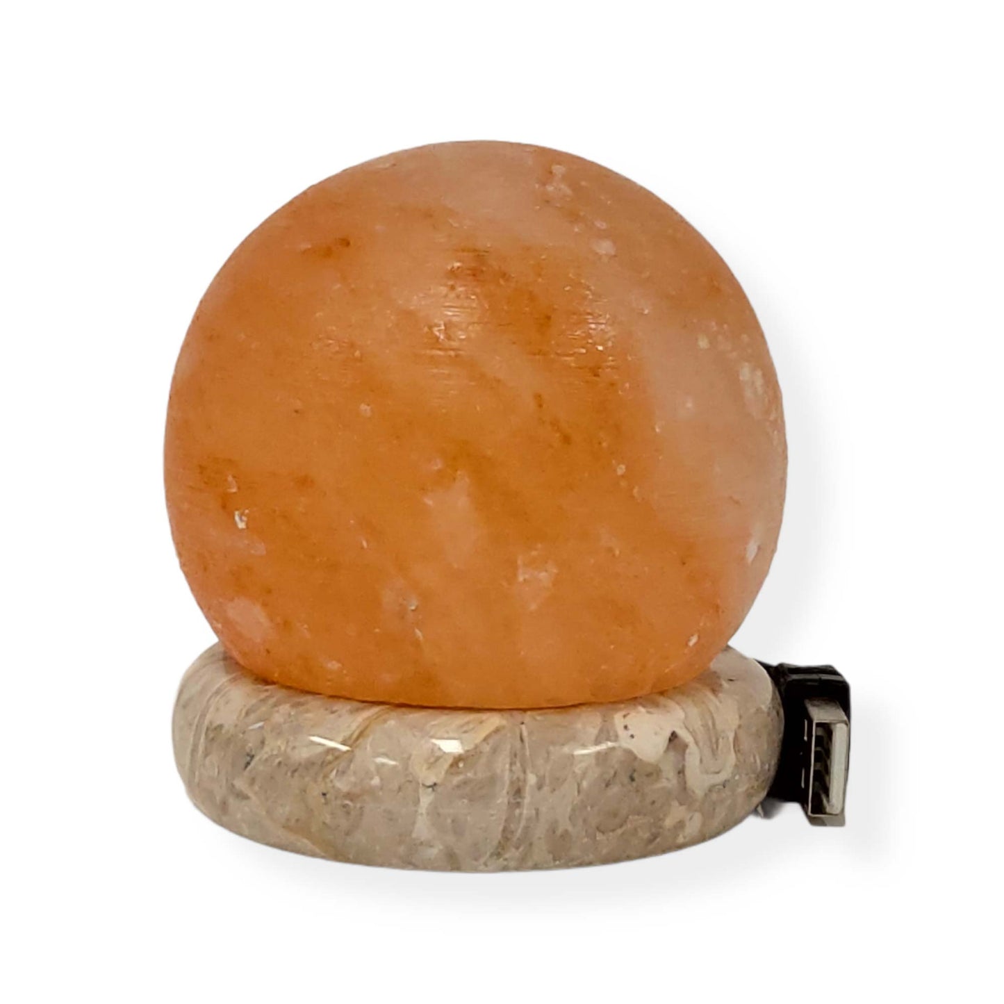 USB Himalayan Salt Lamp - Ball Sphere Carved Shape Pink Crystal Rock LED Light-0