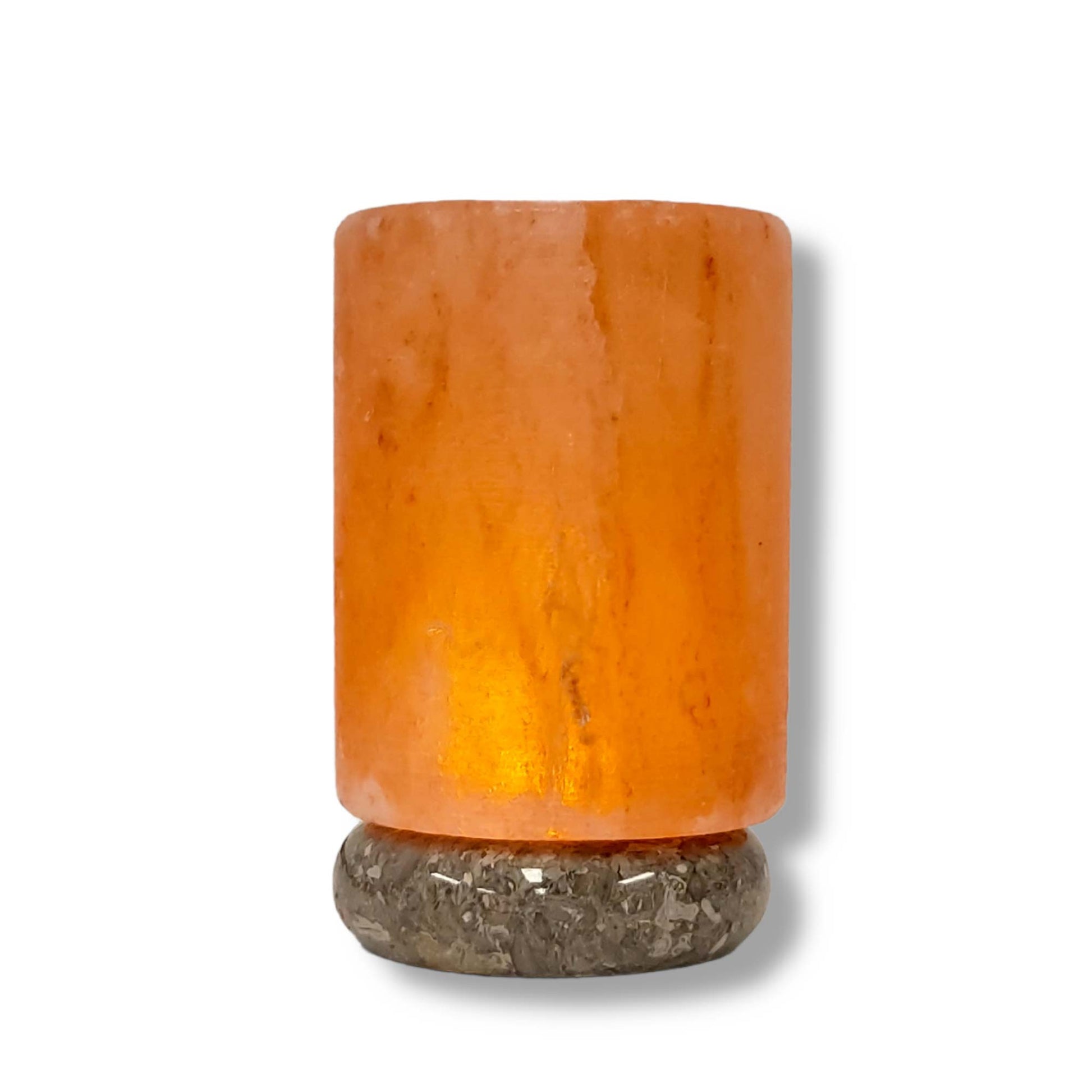 USB Himalayan Salt Lamp - Cylinder Carved Shape Pink Crystal Rock LED Light-0