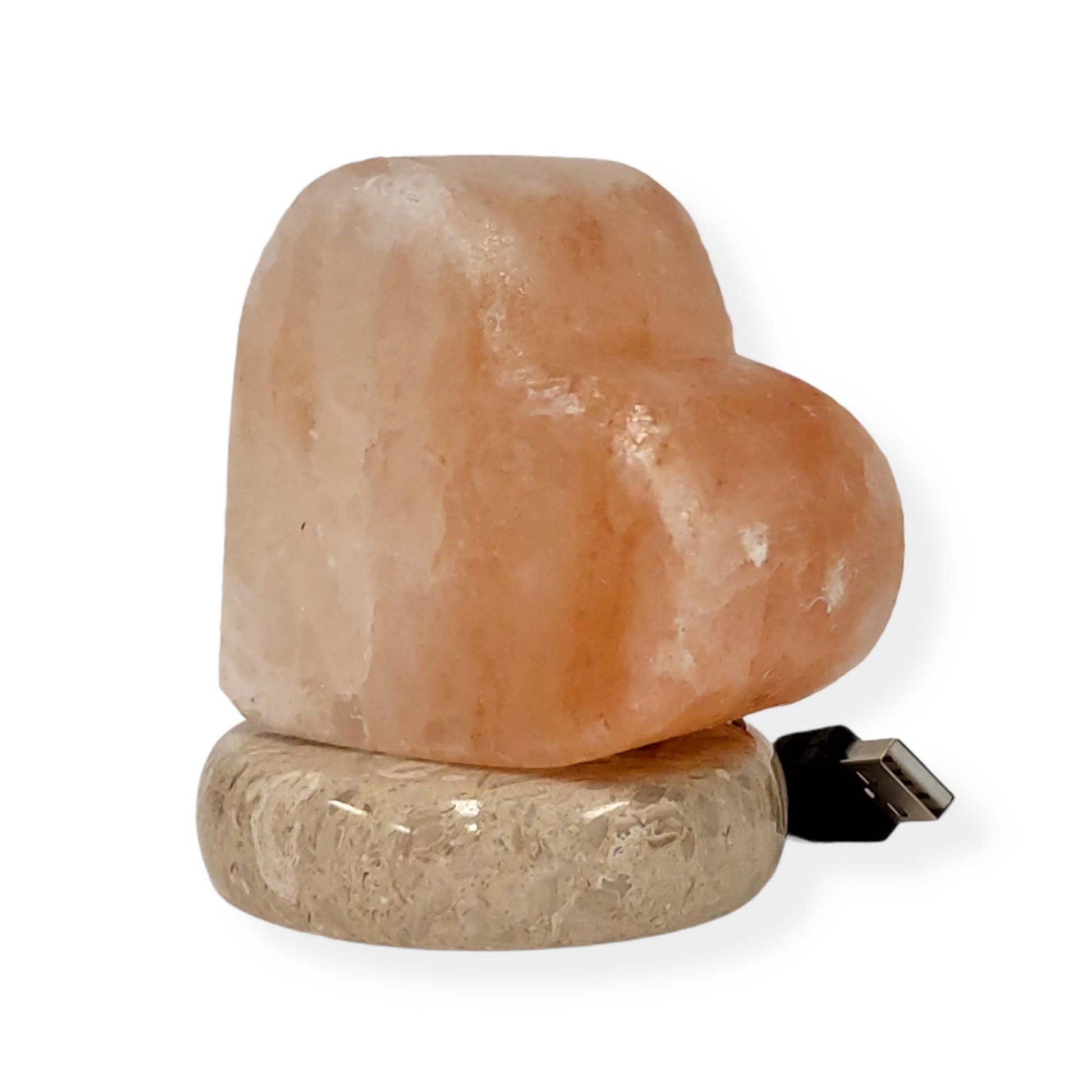 USB Himalayan Salt Lamp - Heart Love Carved Shape Pink Crystal Rock LED Light-0