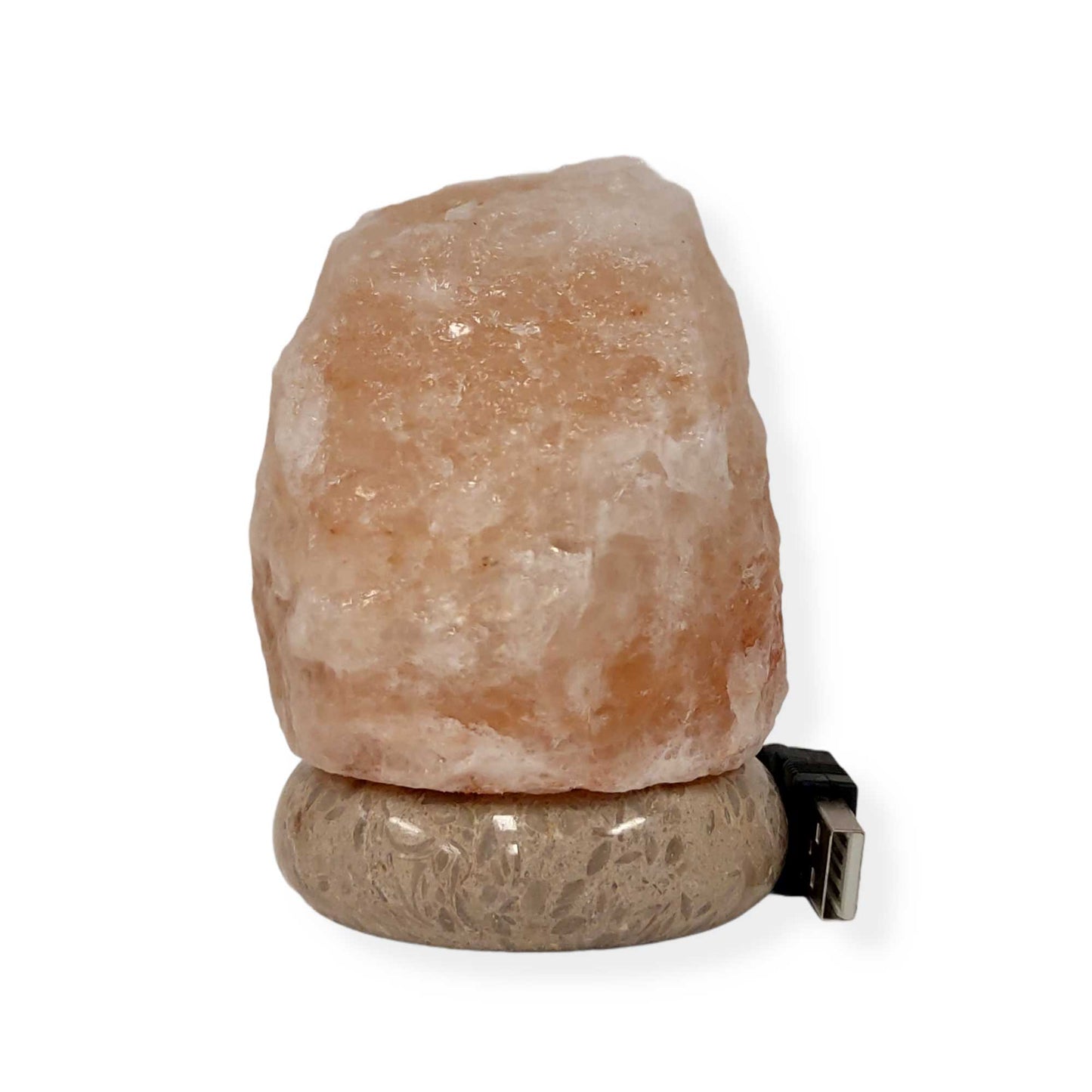 USB Himalayan Salt Lamp - Mini Natural Rock Shape Pink Crystal Rock Marble Light-0