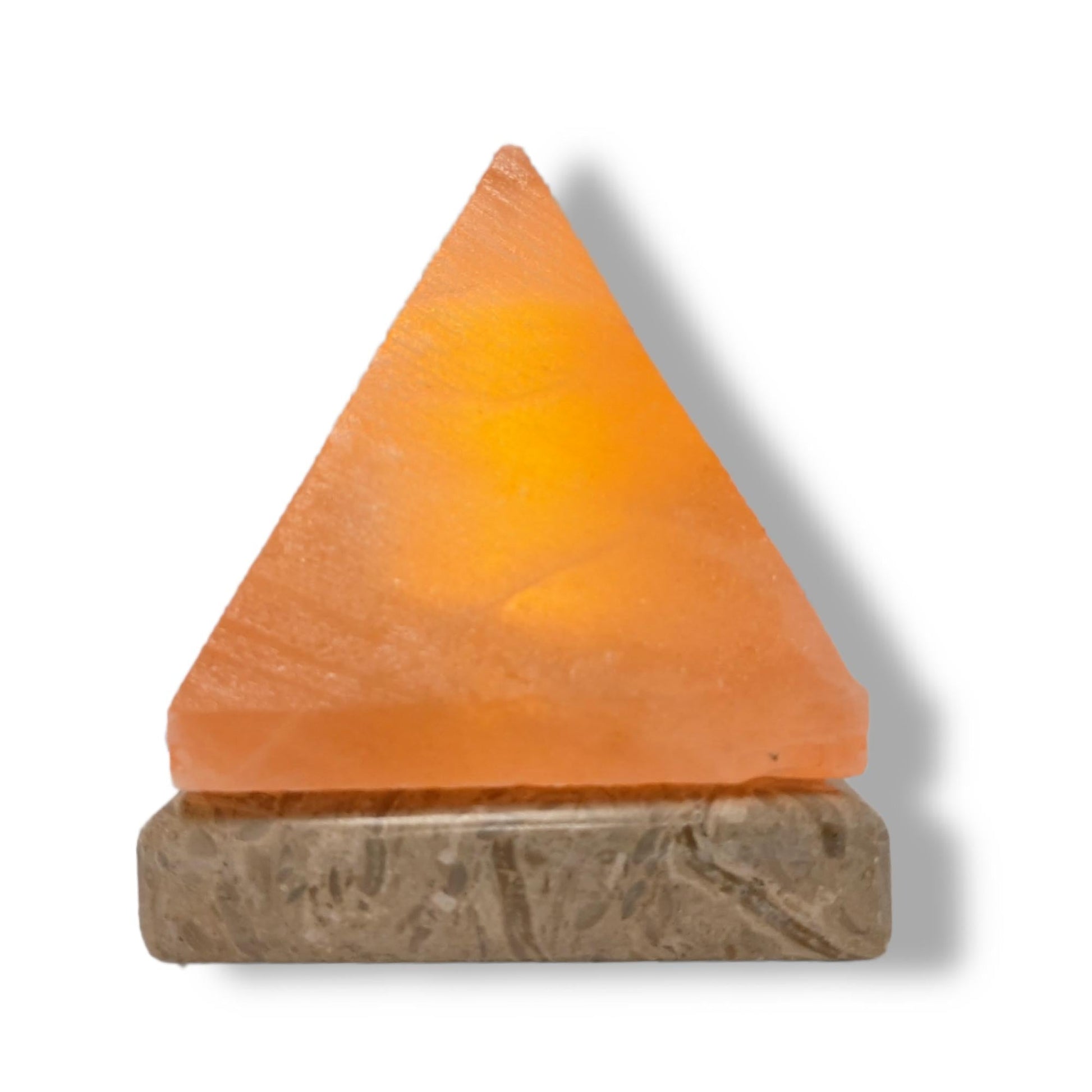 USB Himalayan Salt Lamp - Pyramid Triangle Carved Shape Pink Crystal Rock Light-1
