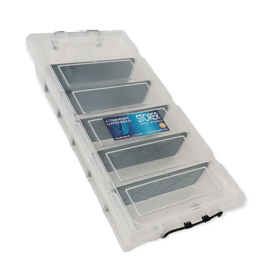 Under Bed 6 Compartment Storer with Wheels 27L Container Tub Storage Unit-0