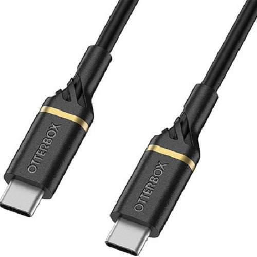 OTTERBOX USB-C to USB-C Fast Charge Cable - Black Shimmer - Flexible exterior cord coating for quality feel and finish