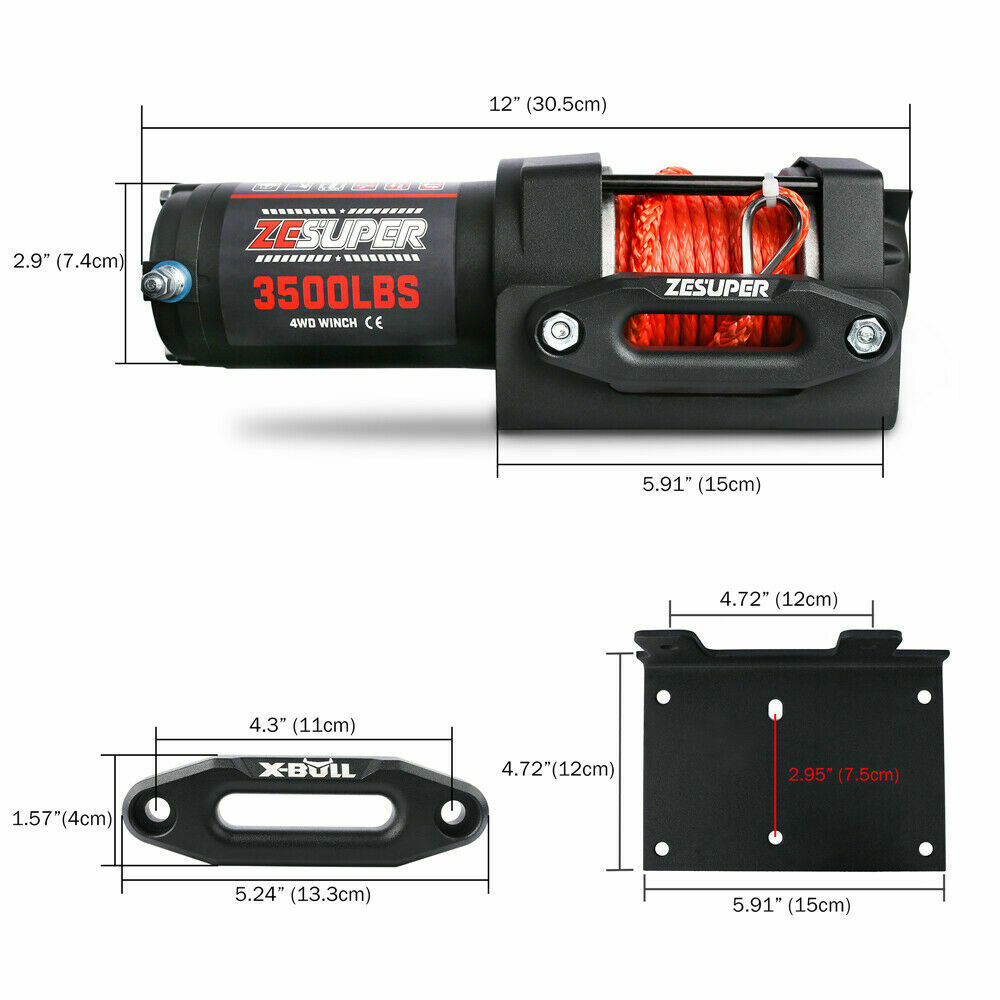 ZESUPER 3500LB Electric Winch 12V Wireless Portable ATV UTV Boat Trailer 4WD