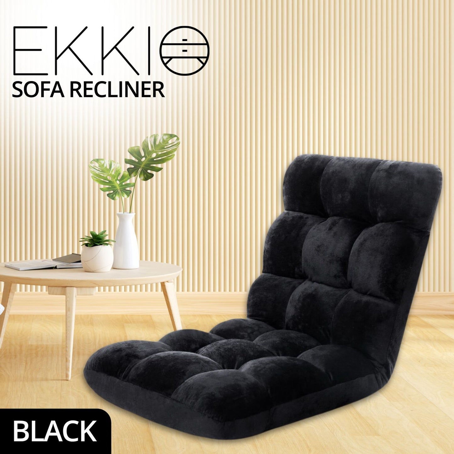 EKKIO Adjustable Floor Chair Lounge Sofa Bed Recliner (Black) EK-FLSR-101-LZQ