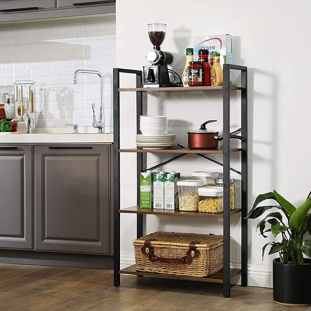 EKKIO 4-Tiers Metal Wood Display Shelf