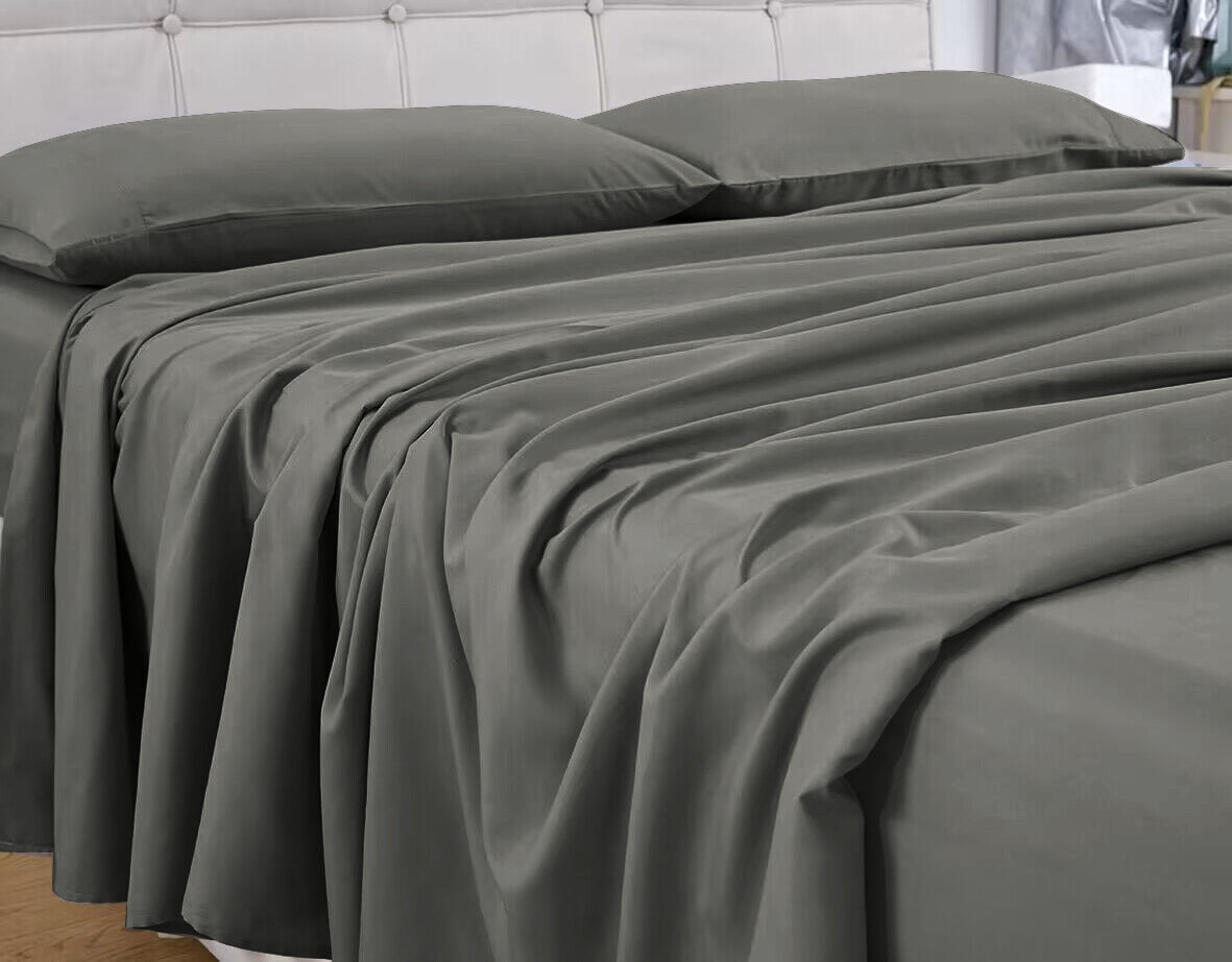 GOMINIMO 4 Pcs Bed Sheet Set 1000 Thread Count Ultra Soft Microfiber - Queen (Grey)