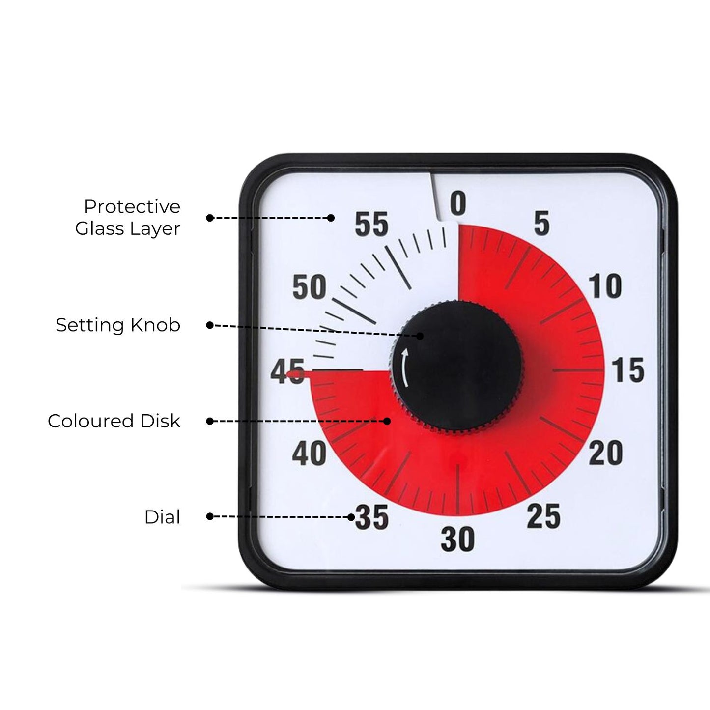 GOMINIMO 60-Minute Visual Countdown Timer (Large, Black) GO-KCT-101-BS