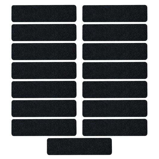 GOMINIMO Set of 15 Non Slip Carpet Stair Tread 20.3 x76cm (Grey) GO-CST-100-LD