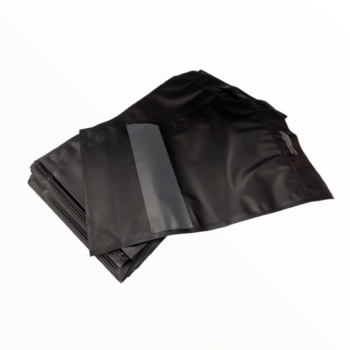 100 Resealable Mylar Black Stand Up Bags 53x32cm - Food Packaging Zip Pouch and Handle