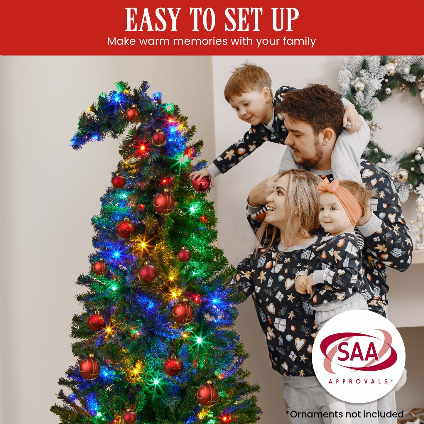 Christabelle Bad Santa 1.2m Curved Multicolour Pre-Lit Christmas Tree with 550 Tips