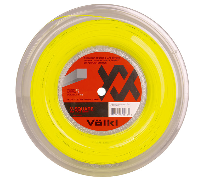 Volkl 200m V-Square 16g/1.30mm Tennis String Reel in Neon Yellow