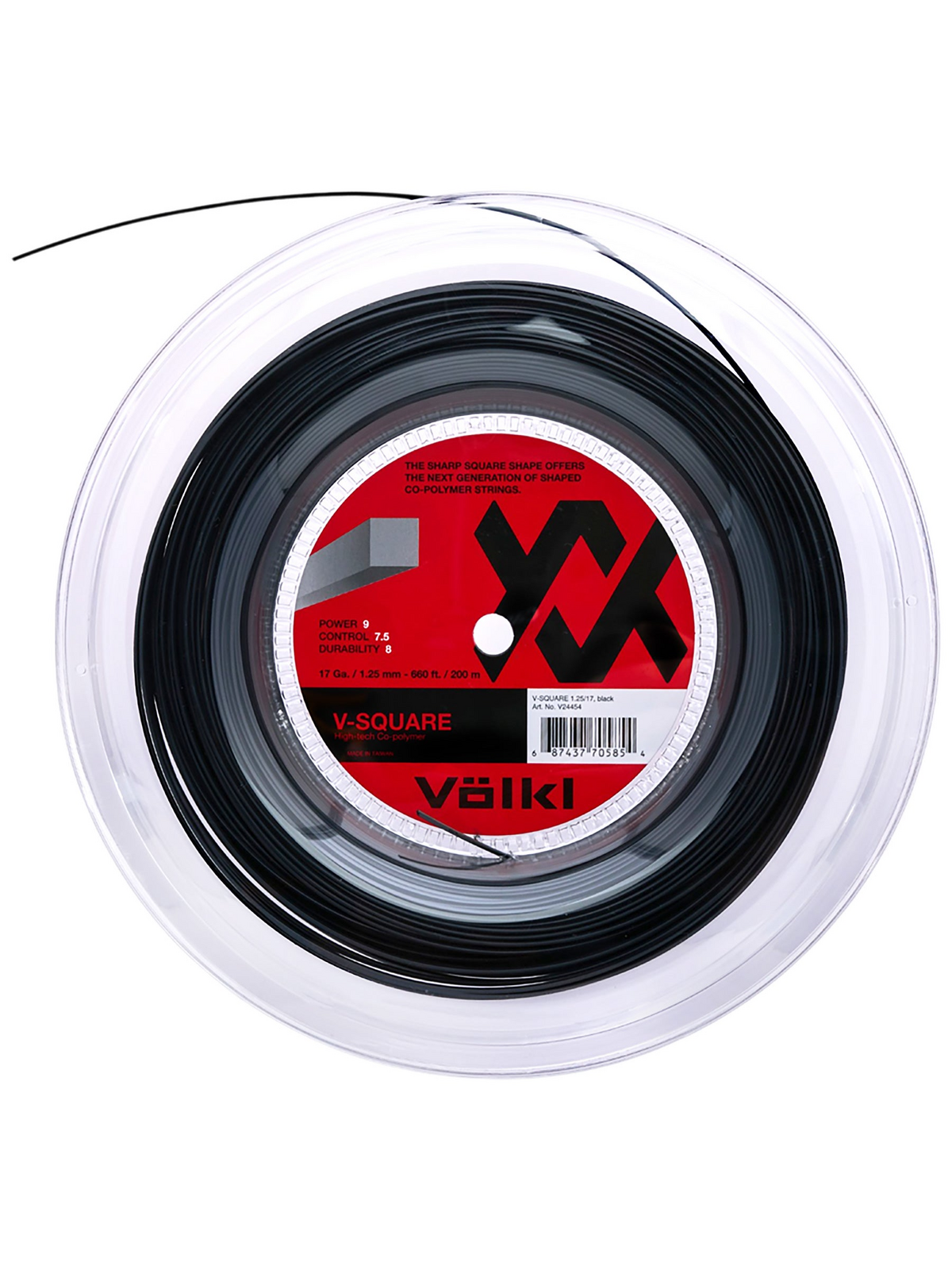 Volkl 200m V-Square 17g/1.25mm Tennis String Reel in Black