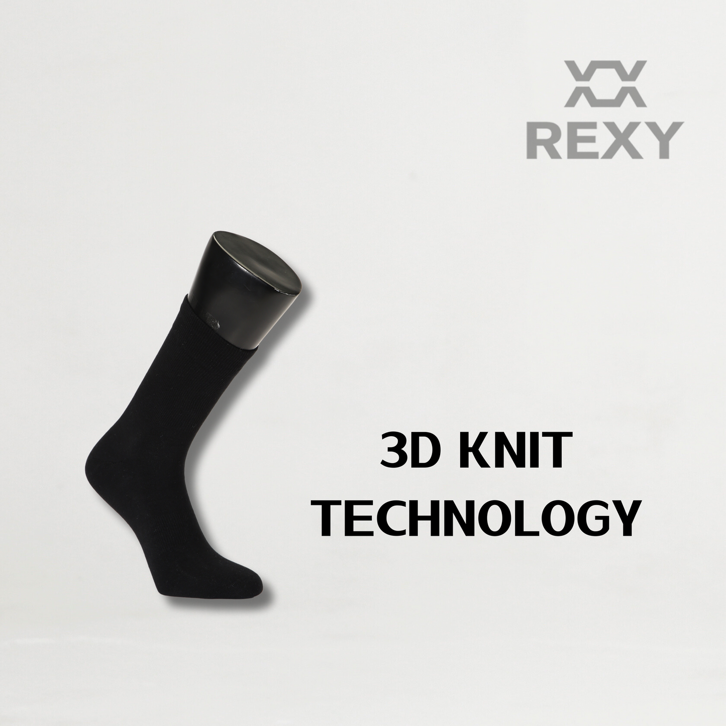 5X Rexy 3D Seamless Crew Socks Medium Slim Breathable BLACK
