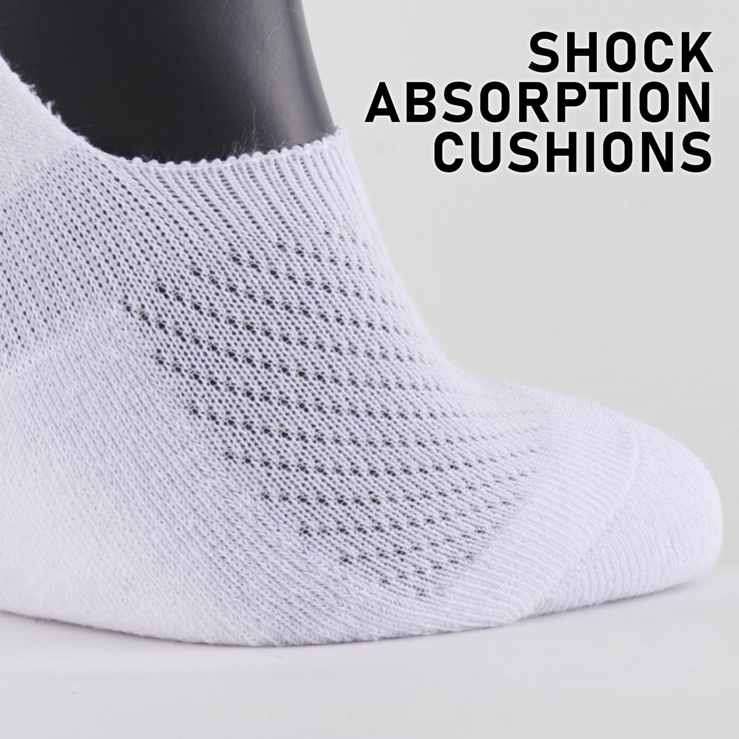 3X Rexy Cushion No Show Ankle Socks Small Non-Slip Breathable WHITE