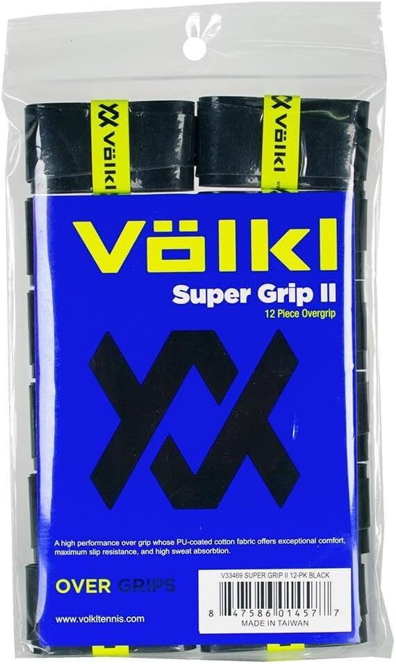 12-Pack Volkl Super Grip II Tennis Racquet Over Grips in Black