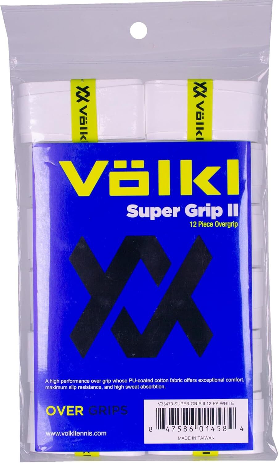 12-Pack Volkl Super Grip II Tennis Racquet Over Grips in White