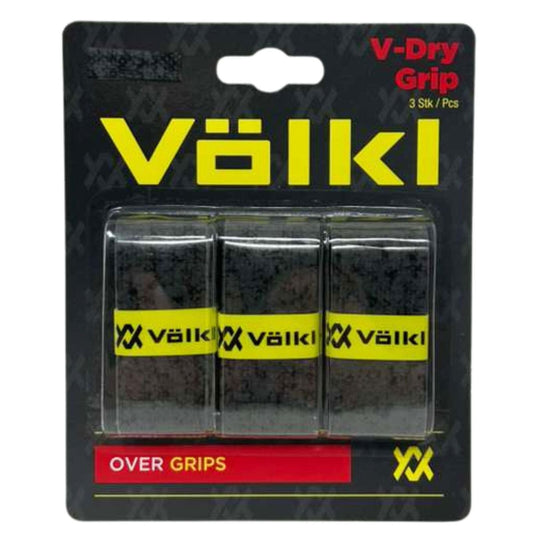Volkl 3-Pack V-Dry Tennis Overgrips | High Performance Tennis Grip in Charcoal