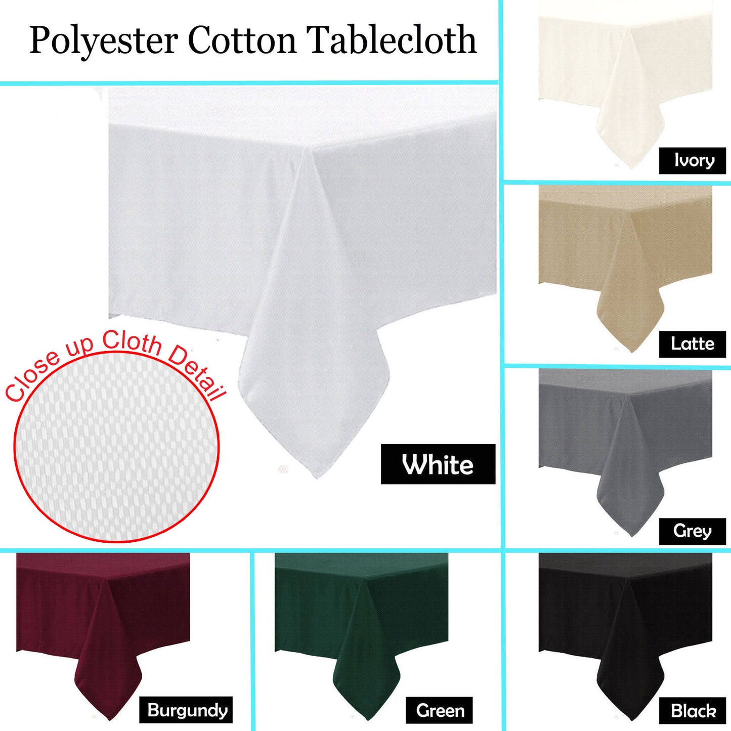 Polyester Cotton Tablecloth Ivory 160 x 310 cm