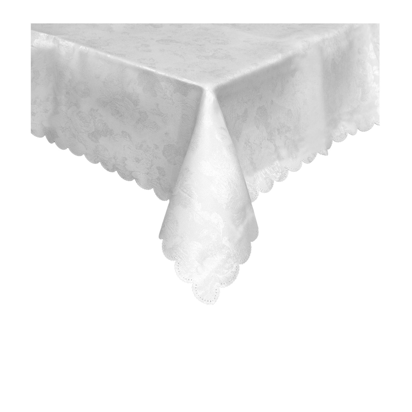 Jacquard Table Cloth White Rose Garden 150 x 220 cm